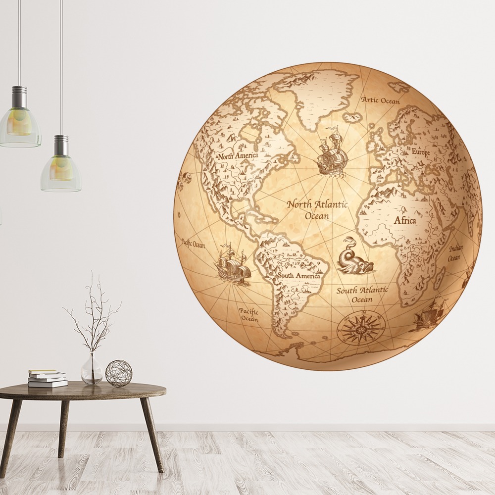 Vintage World Map Globe Wall Sticker | Icon Wall Stickers